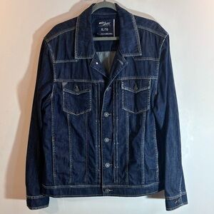 SILVER JEANS Sz XL Denim Jean Jacket Trucker Style Dark Wash Multiple Pockets